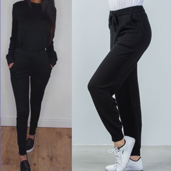 SOLLD OUT BLACK KNIT JOGGERS NO OFFERS - Picture 2 of 3